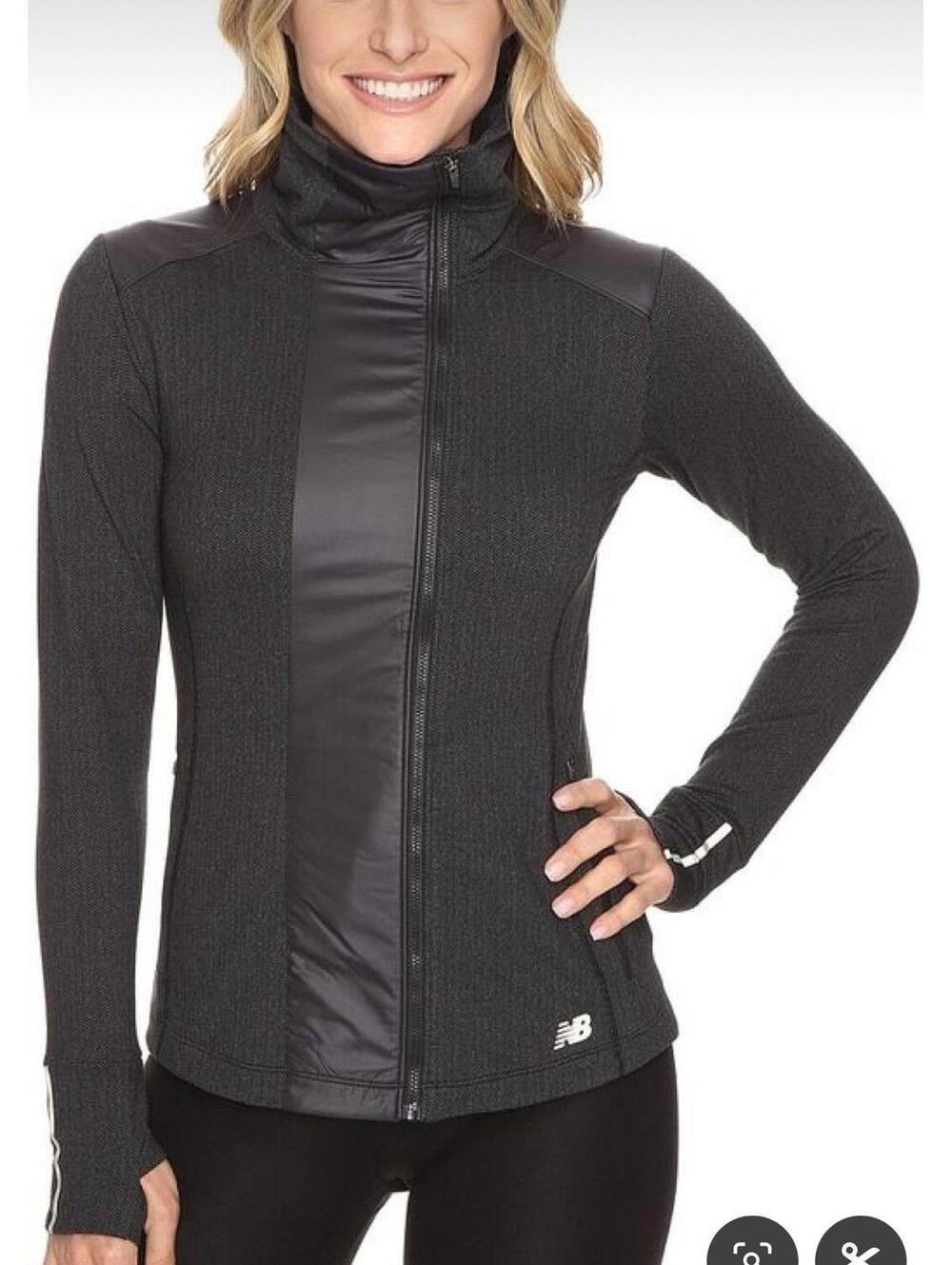 New Balance Novelty Heat Jacket Grey Chevron Reflective Jacket sz XS EUC